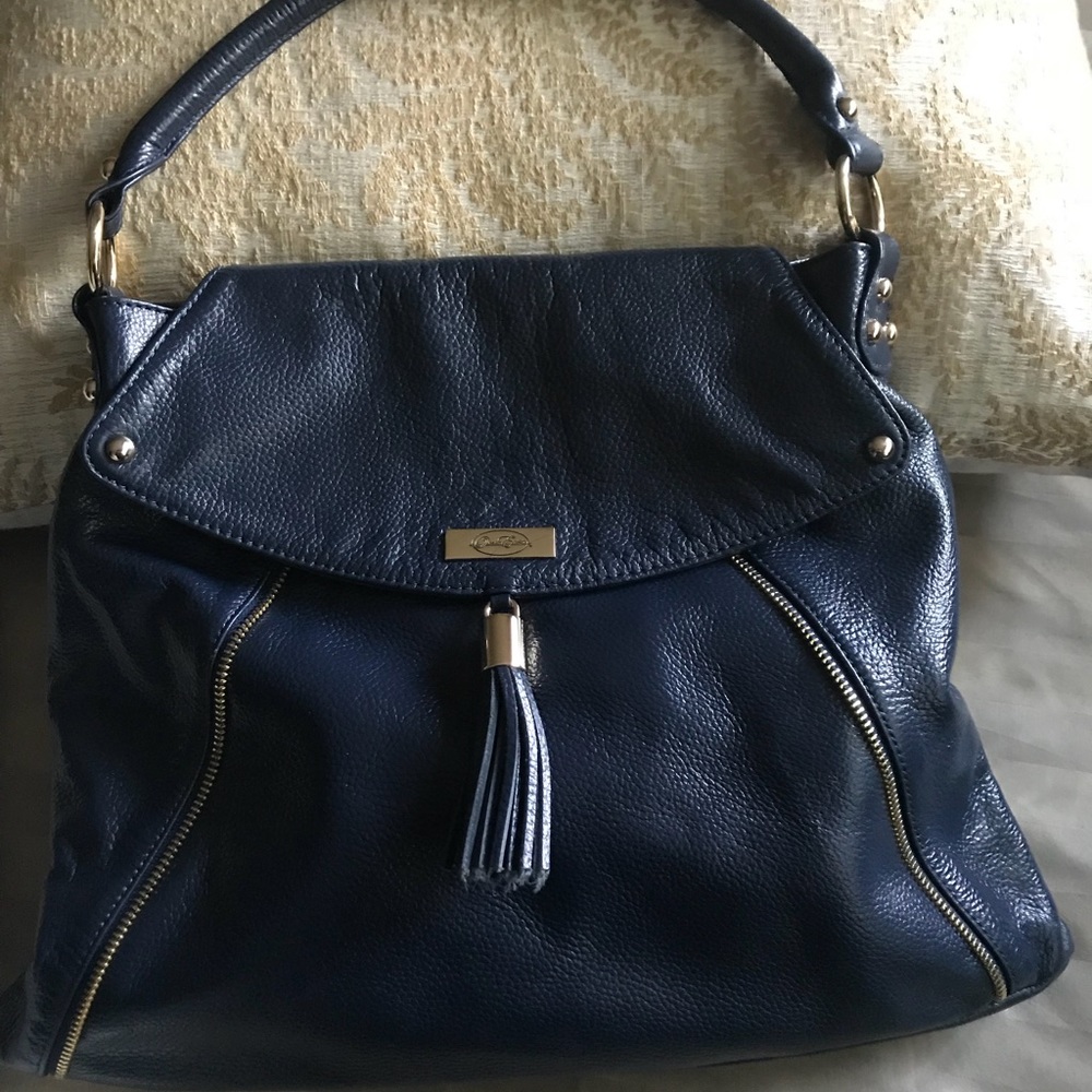 Onna Erlich navy leather shoulder bag